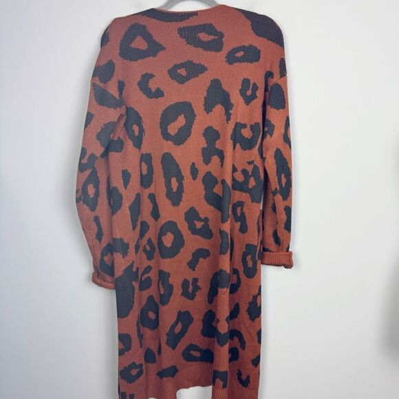 ANDREE BY UNIT | Animal Print Brown & Black Open Front Cardigan Women’s Size M - Picture 7 of 7